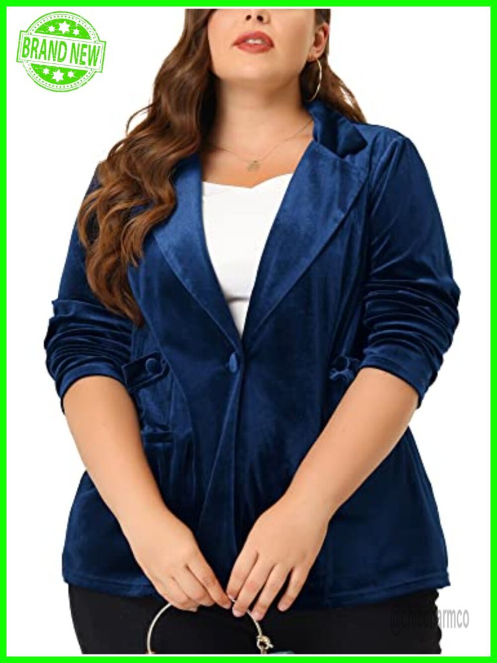 Velvet Blazer One Button Notch Lapel Business Casual Workwear